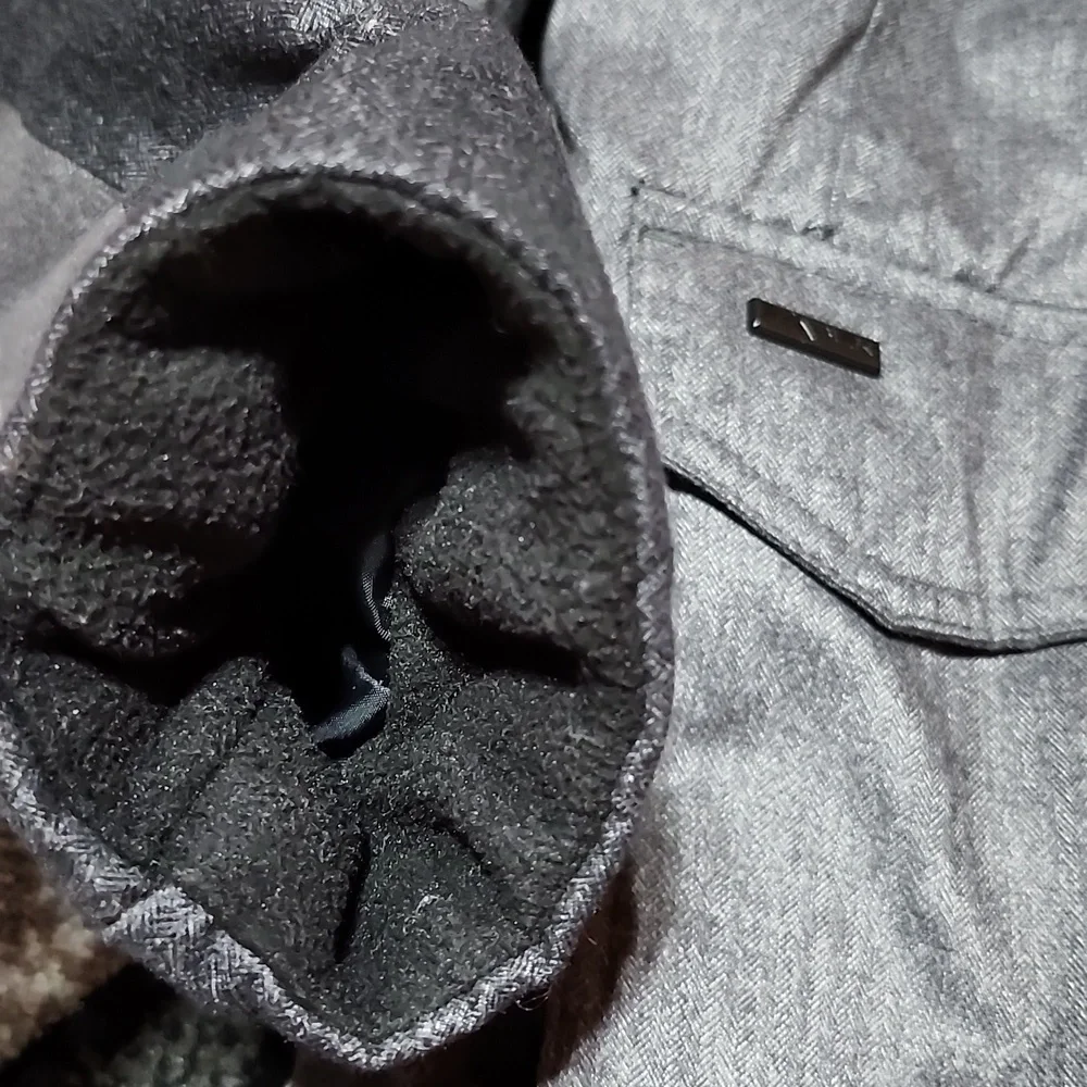 XBLK BY ZEROXPOSUR GRAY & BLACK INSULATED FAUX-FUR HOODIE JACKET COAT - Picture 9 of 16